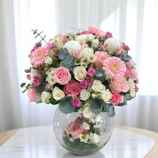 JENEEN FLOWERS FLOWERS VASE pink fish bowl